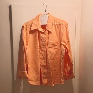 Women's Peach Land's End Button Down Collard Shirt
